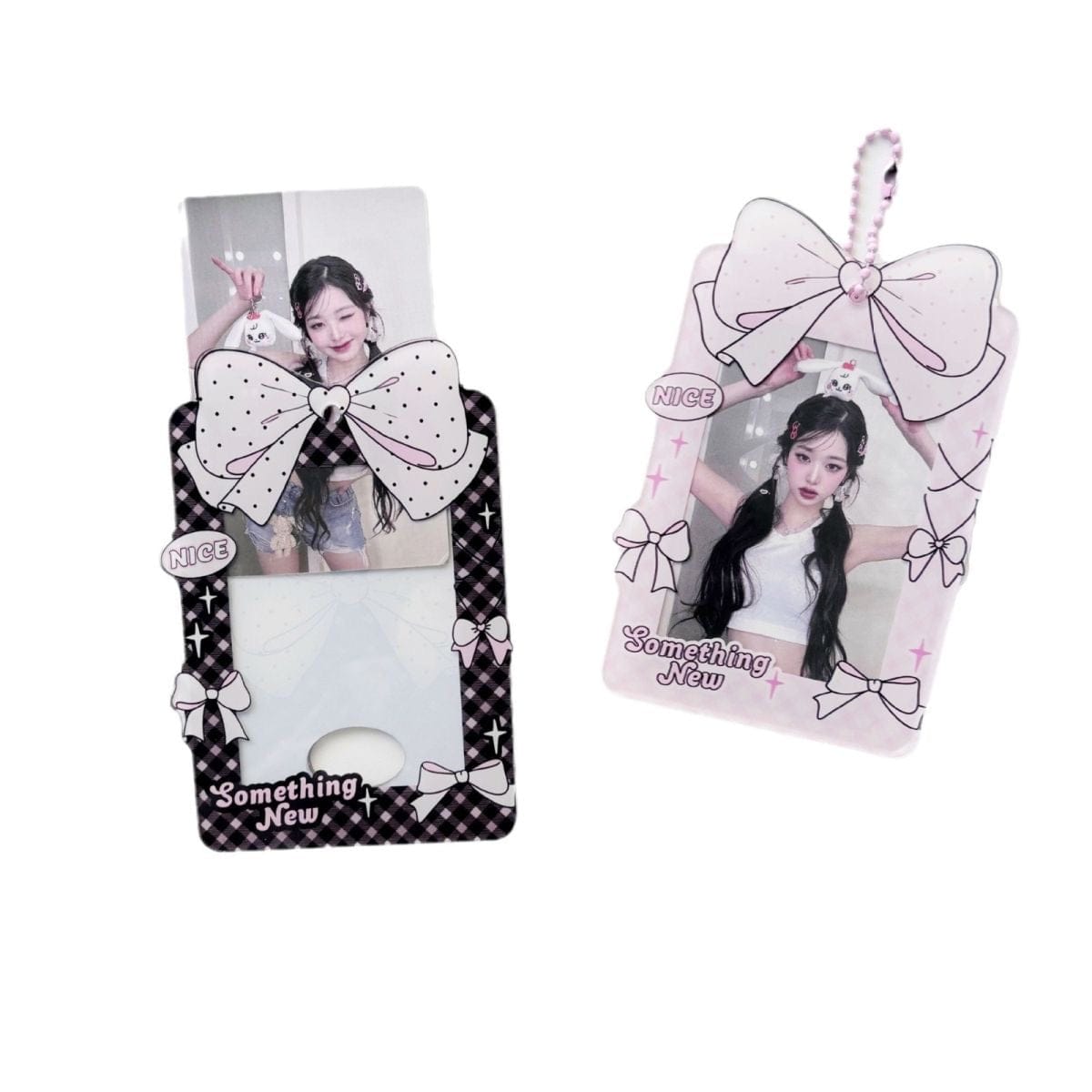 Bowknot Polka Dots Kpop Keychain Acrylic Photocard Holder - ArtGalleryZen