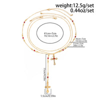 Thumbnail for Charming 3pcs Rhinestone Inlaid Cross Pendant Y Necklace Set - ArtGalleryZen