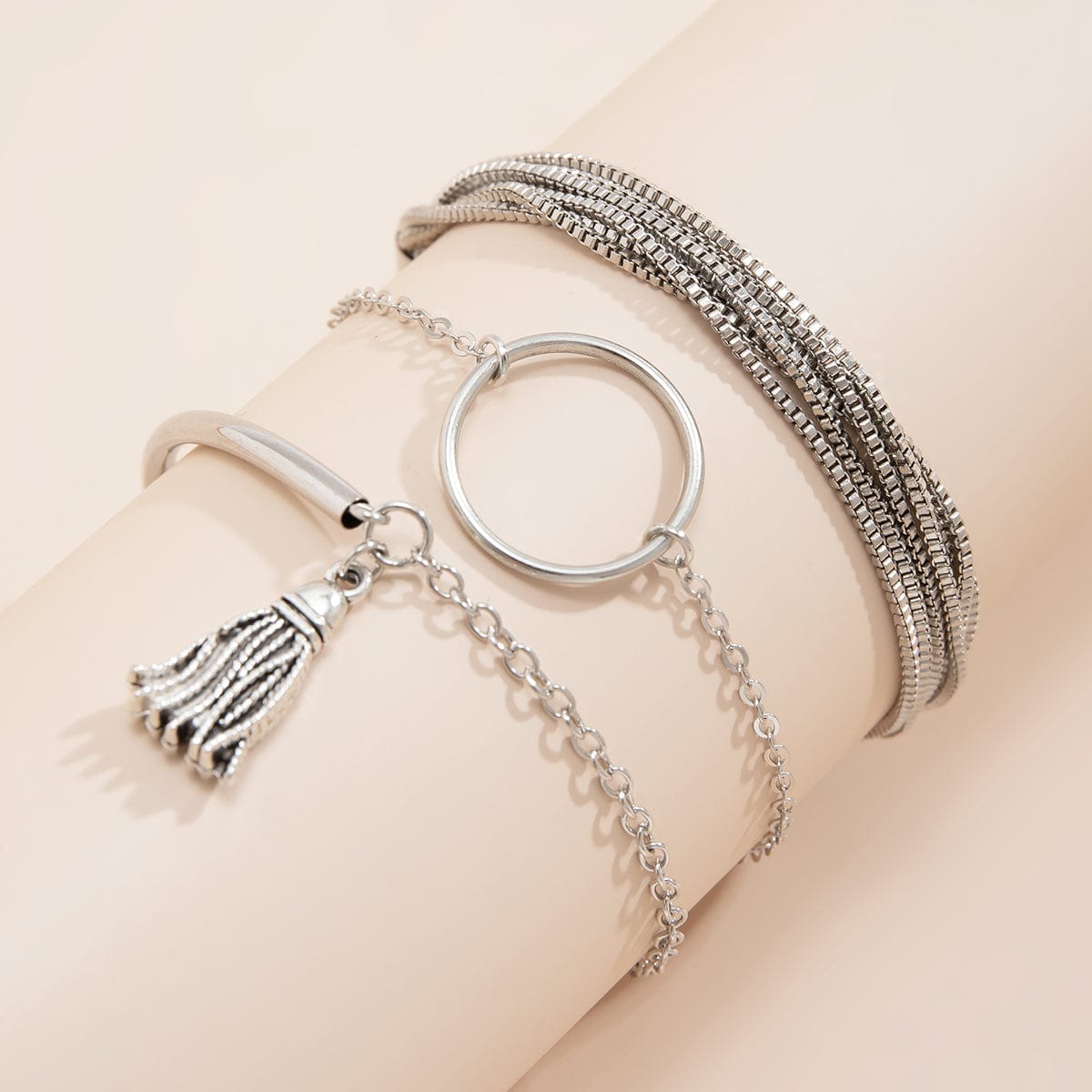 Chc Multi-Layered Tassel Ring Bracelet Set - ArtGalleryZen