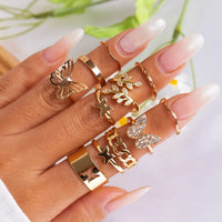 Thumbnail for Chic 11 Pieces CZ Inlaid Butterfly Ring Set - ArtGalleryZen