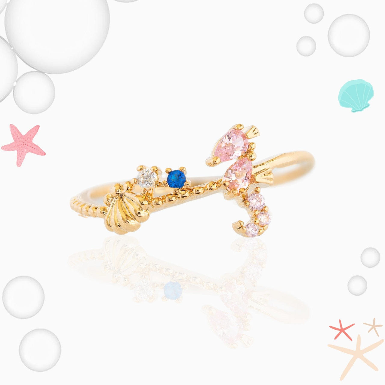 Chic 18K Gold Filled CZ Inlaid Aquarium Ring - ArtGalleryZen