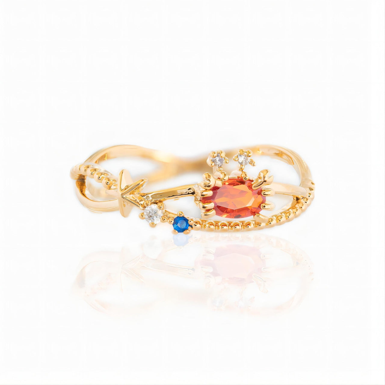 Chic 18K Gold Filled CZ Inlaid Aquarium Ring - ArtGalleryZen