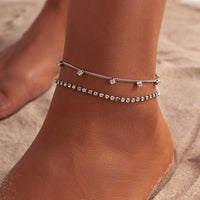 Thumbnail for Chic 2 Pieces Crystal Box Chain Stackable Anklet Set - ArtGalleryZen