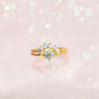 Thumbnail for Chic 2 Pieces Crystal Floral Matching Ring Set - ArtGalleryZen