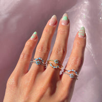 Thumbnail for Chic 2 Pieces Crystal Floral Matching Ring Set - ArtGalleryZen