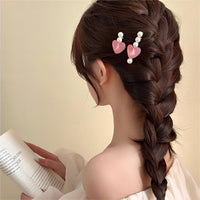 Thumbnail for Chic 2 Pieces Crystal Heart Pearl Hair Clips Set - ArtGalleryZen