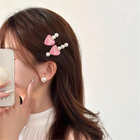 Thumbnail for Chic 2 Pieces Crystal Heart Pearl Hair Clips Set - ArtGalleryZen