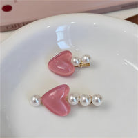 Thumbnail for Chic 2 Pieces Crystal Heart Pearl Hair Clips Set - ArtGalleryZen