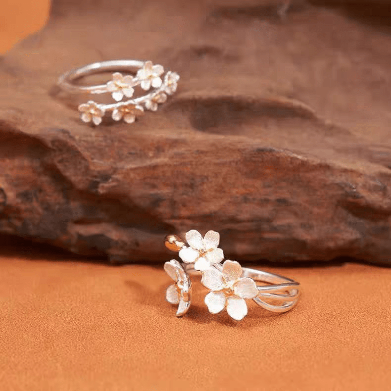 Chic 2 Pieces Floral Ring Set - ArtGalleryZen