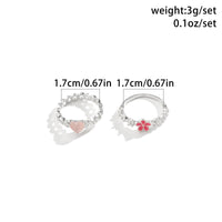 Thumbnail for Chic 2 Pieces Pink Enamel Floral Heart Ring Set - ArtGalleryZen