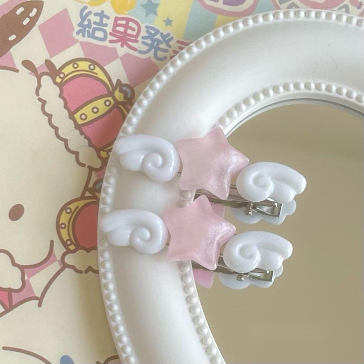 Chic 2 Pieces Star Angel Wings Hair Clips Set - ArtGalleryZen