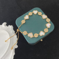 Thumbnail for Chic 24k Gold CZ Inlaid Natural Pearl Shell Heart Bracelet - ArtGalleryZen