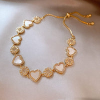 Thumbnail for Chic 24k Gold CZ Inlaid Natural Pearl Shell Heart Bracelet - ArtGalleryZen