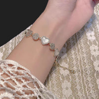 Thumbnail for Chic 24k Gold CZ Inlaid Natural Pearl Shell Heart Bracelet - ArtGalleryZen