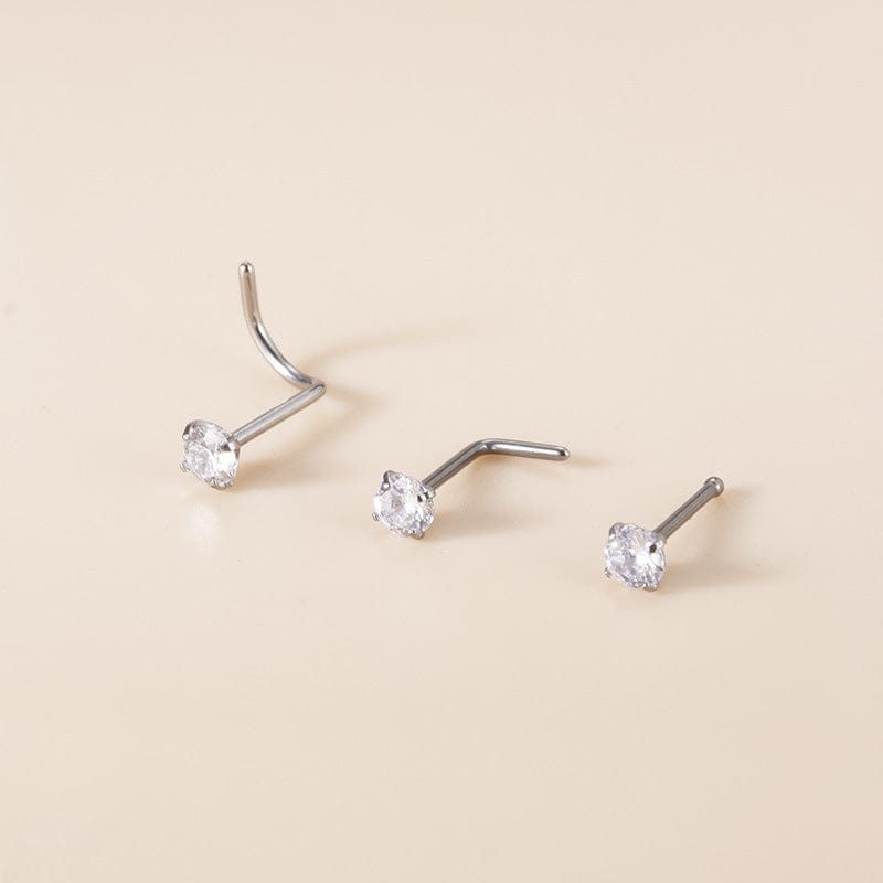 Chic 3mm Cubic Zirconia Inlaid Titanium Nose Piercing Nose Stud - ArtGalleryZen