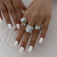 Thumbnail for Chic 3pcs Rhinestone Inlaid Chunky Pleated Ring Set - ArtGalleryZen