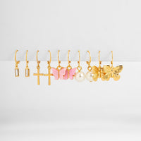 Thumbnail for Chic 5 Pairs Butterfly Cross Pearl Dangle Earrings Set - ArtGalleryZen