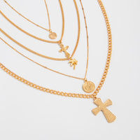 Thumbnail for Chic 5pcs Cross Round Disk Coconut Tree Pendant Necklace Set - ArtGalleryZen