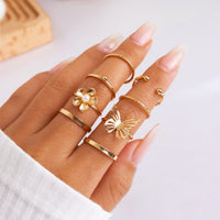 Thumbnail for Chic 8 Pieces Butterfly Floral Ring Set - ArtGalleryZen