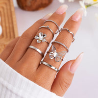 Thumbnail for Chic 8 Pieces Butterfly Floral Ring Set - ArtGalleryZen
