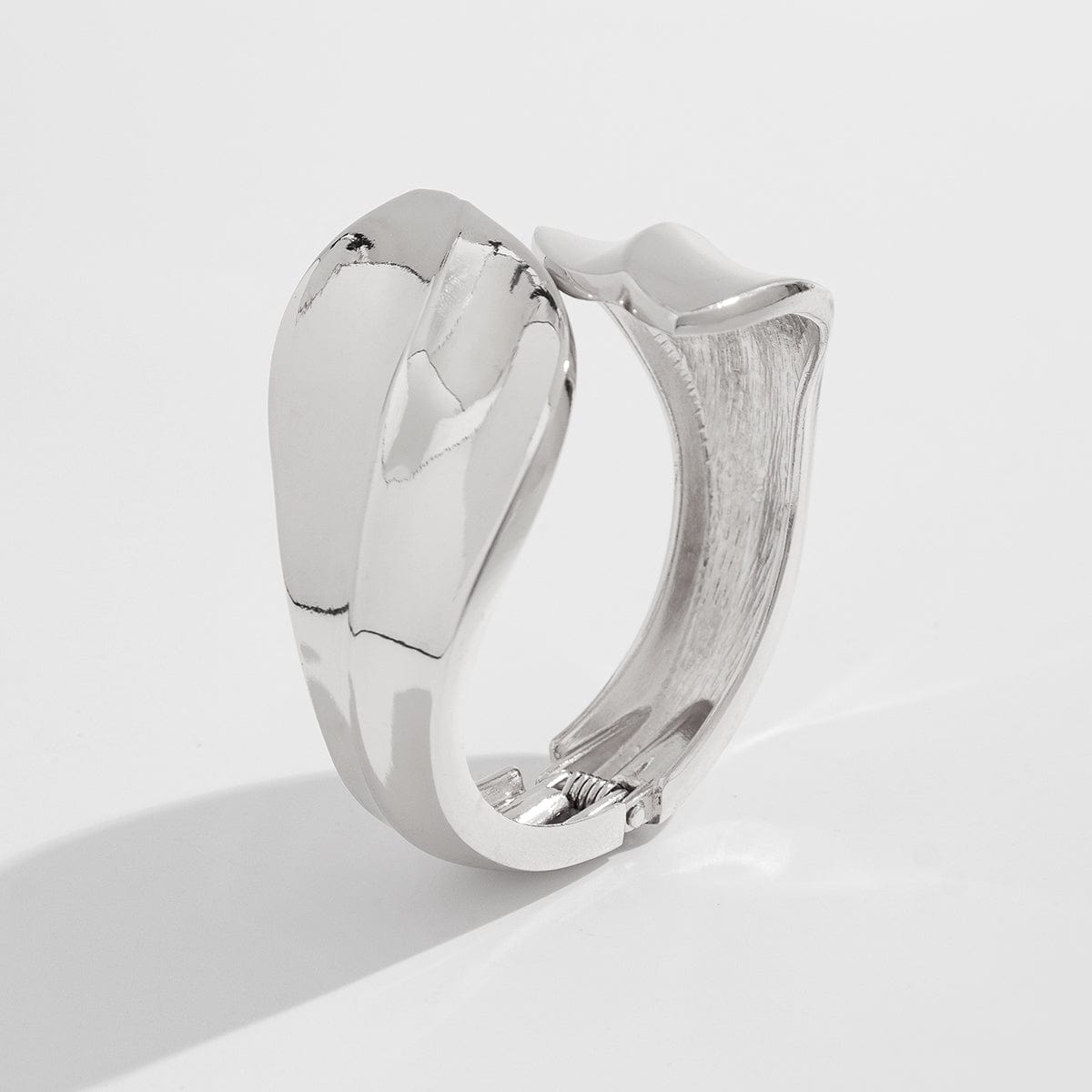 Chic Abstract Leaf Wide Cuff Bangle Bracelet - ArtGalleryZen