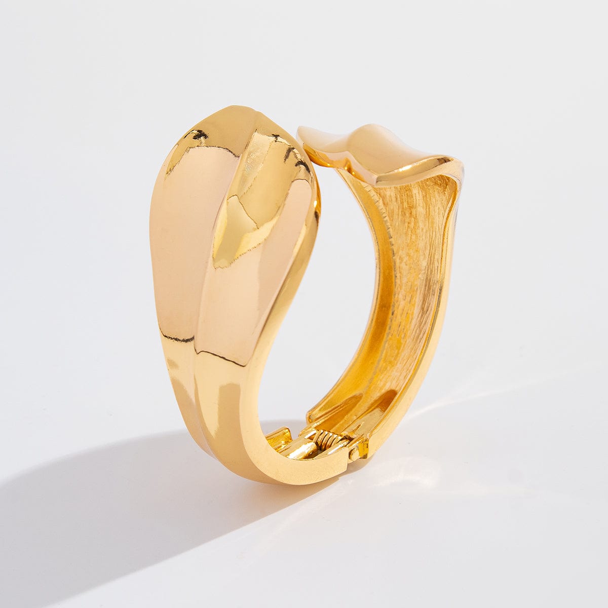 Chic Abstract Leaf Wide Cuff Bangle Bracelet - ArtGalleryZen