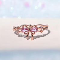 Thumbnail for Chic Adjustable Crystal Floral Bowknot Ribbon Ring - ArtGalleryZen