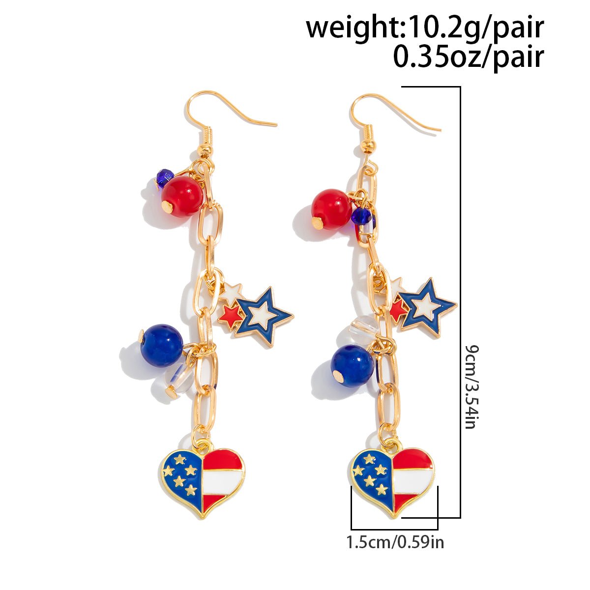 Chic American Flag Element Heart Star Pendant Necklace Bracelet Earrings - ArtGalleryZen