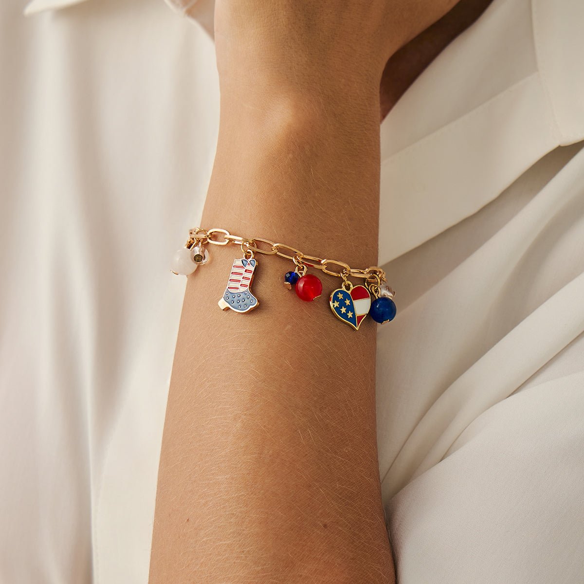 Chic American Flag Element Heart Star Pendant Necklace Bracelet Earrings - ArtGalleryZen