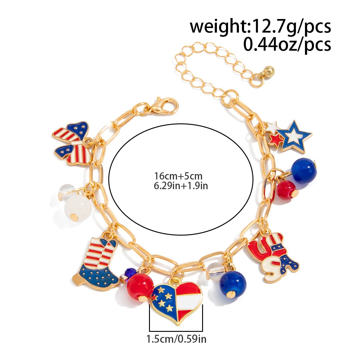Chic American Flag Element Heart Star Pendant Necklace Bracelet Earrings - ArtGalleryZen