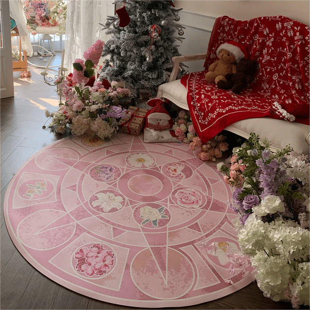 Barbie 12 Dancing Princesses Floral Round Plush Rug Carpet - Top ...