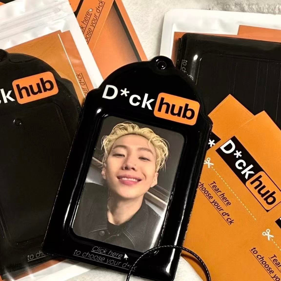 Chic Black and Orange Kpop Idol Keychain Photocard Holder - ArtGalleryZen