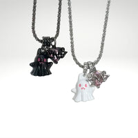 Thumbnail for Chic Black and White Little Ghost Necklace - ArtGalleryZen