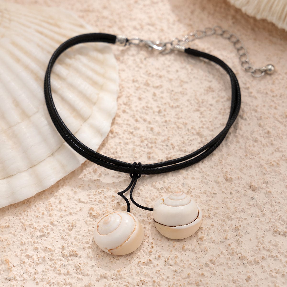 Chic Boho Shell Charm Wax Cord String Anklet - ArtGalleryZen
