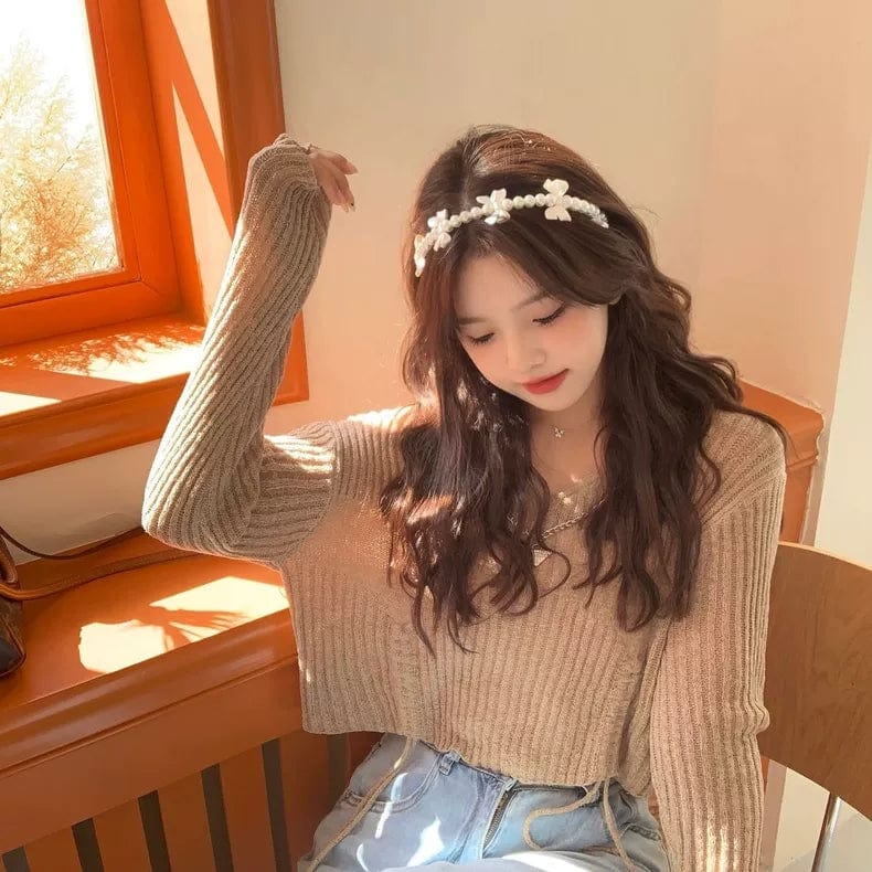 Chic Bowknot Pearl Hair Band - ArtGalleryZen