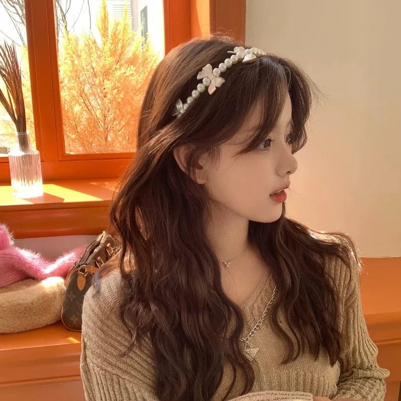 Chic Bowknot Pearl Hair Band - ArtGalleryZen