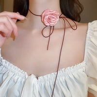 Thumbnail for Chic Camellia Flower Wax Cord Collar Choker - ArtGalleryZen