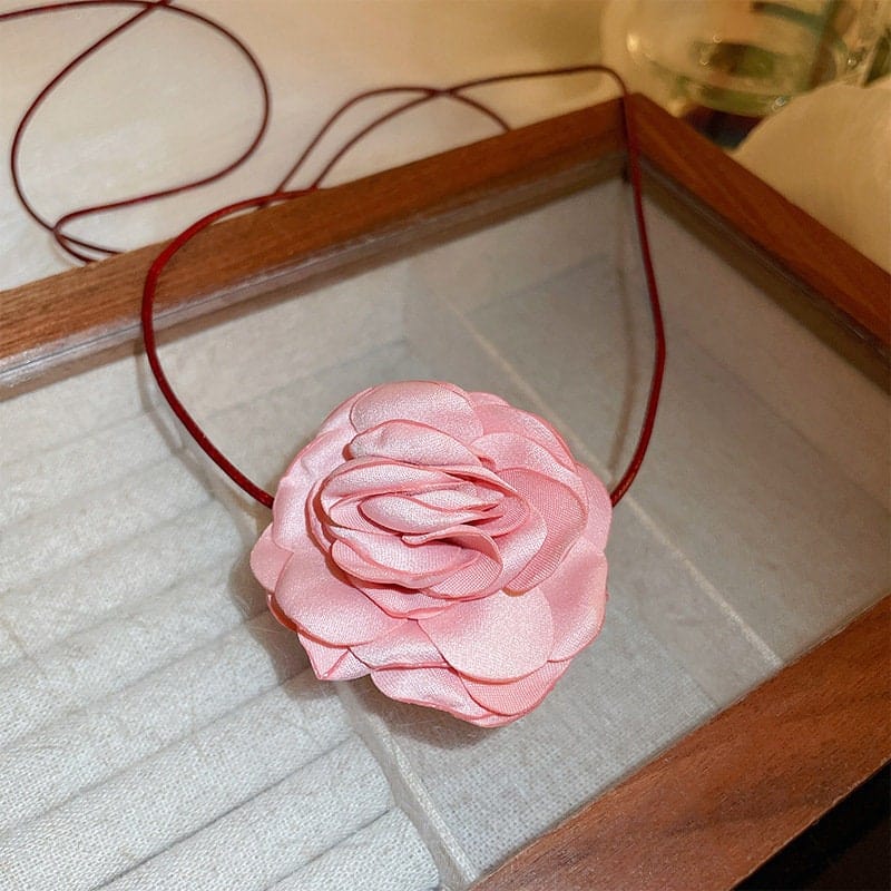 Chic Camellia Flower Wax Cord Collar Choker - ArtGalleryZen
