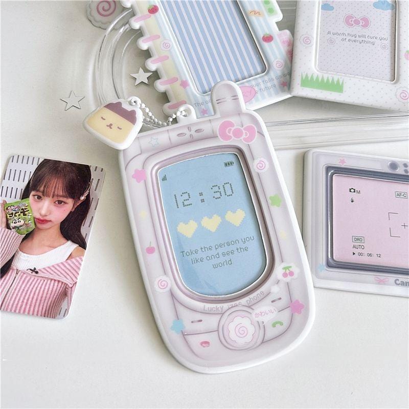 Chic Camera Phone Shaped Kpop Keychain Photocard Holder - ArtGalleryZen