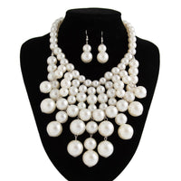 Thumbnail for Chic Chunky Pearl Tassel Chain Necklace Earrings Set - ArtGalleryZen