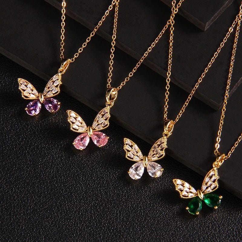 Chic Colorful Butterfly Pendant Necklace - ArtGalleryZen