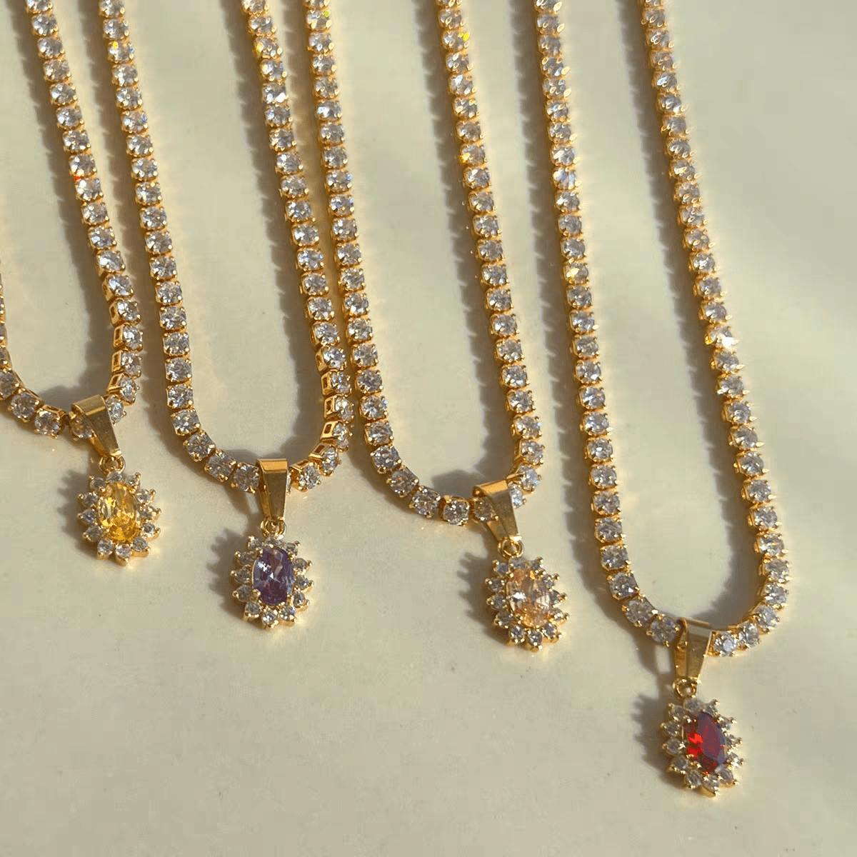 Chic Colorful Crystal Flower Pendant Box Chain Necklace - ArtGalleryZen