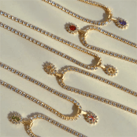 Thumbnail for Chic Colorful Crystal Flower Pendant Box Chain Necklace - ArtGalleryZen