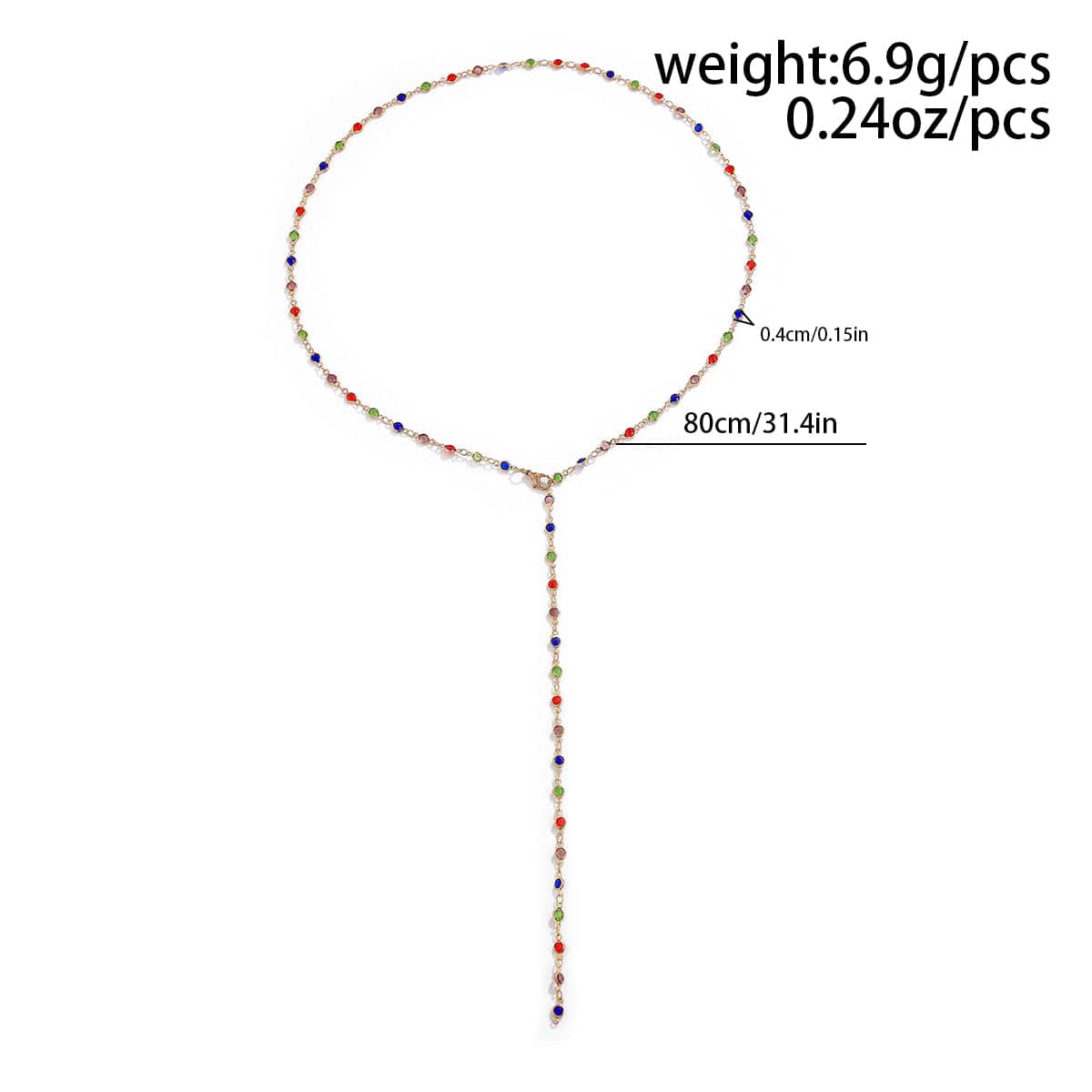 Chic Colorful Crystal Long Chain Y Necklace - ArtGalleryZen