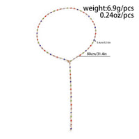 Thumbnail for Chic Colorful Crystal Long Chain Y Necklace - ArtGalleryZen