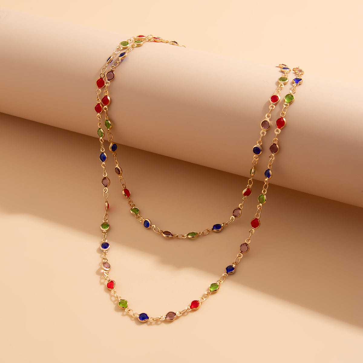 Chic Colorful Crystal Long Chain Y Necklace - ArtGalleryZen
