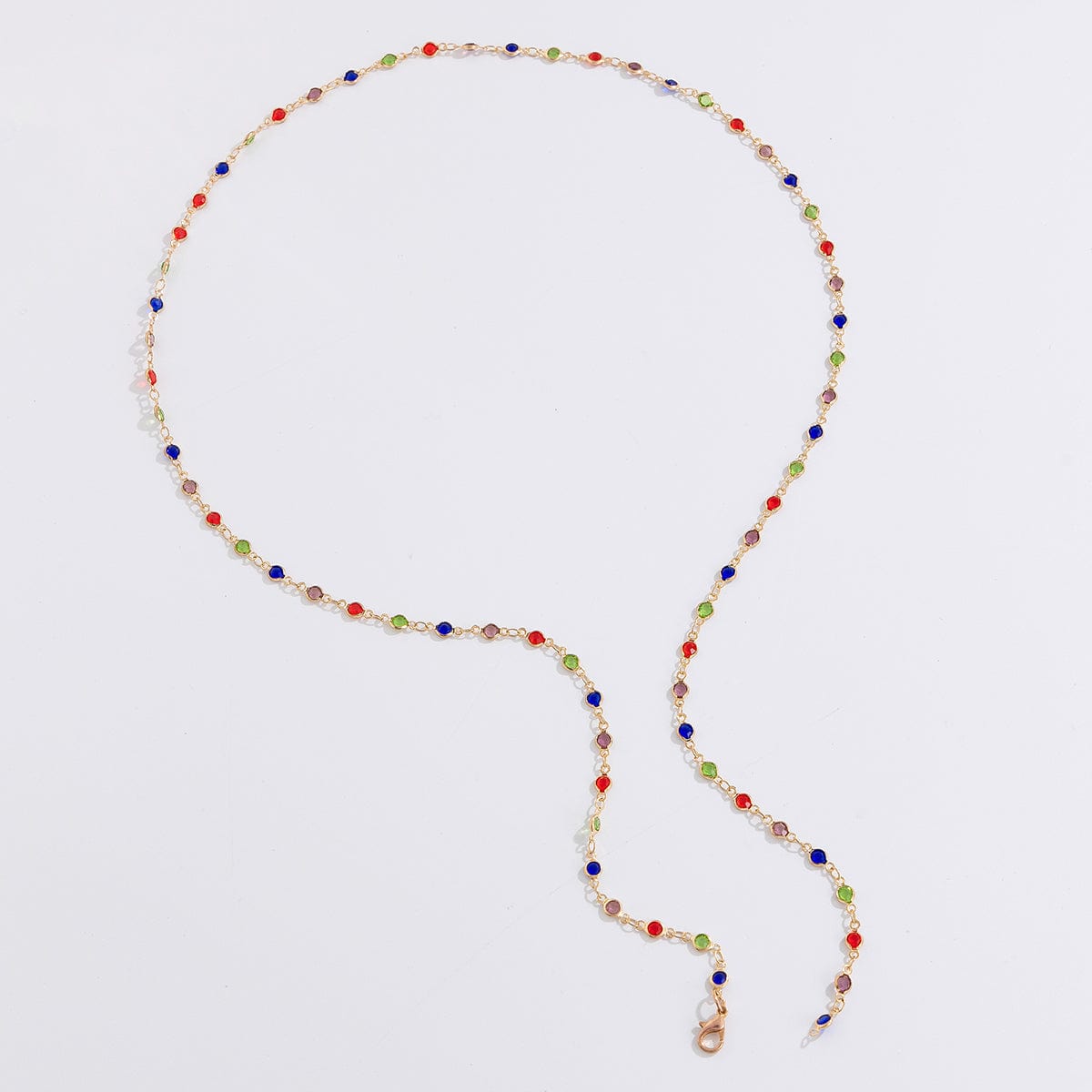 Chic Colorful Crystal Long Chain Y Necklace - ArtGalleryZen