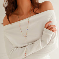 Thumbnail for Chic Colorful Crystal Long Chain Y Necklace - ArtGalleryZen