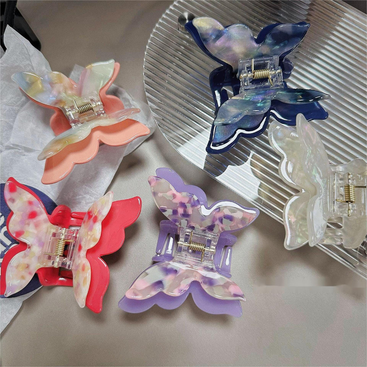 Chic Colorful Duo Butterfly Chignon Claw Clip Hair Clip - ArtGalleryZen