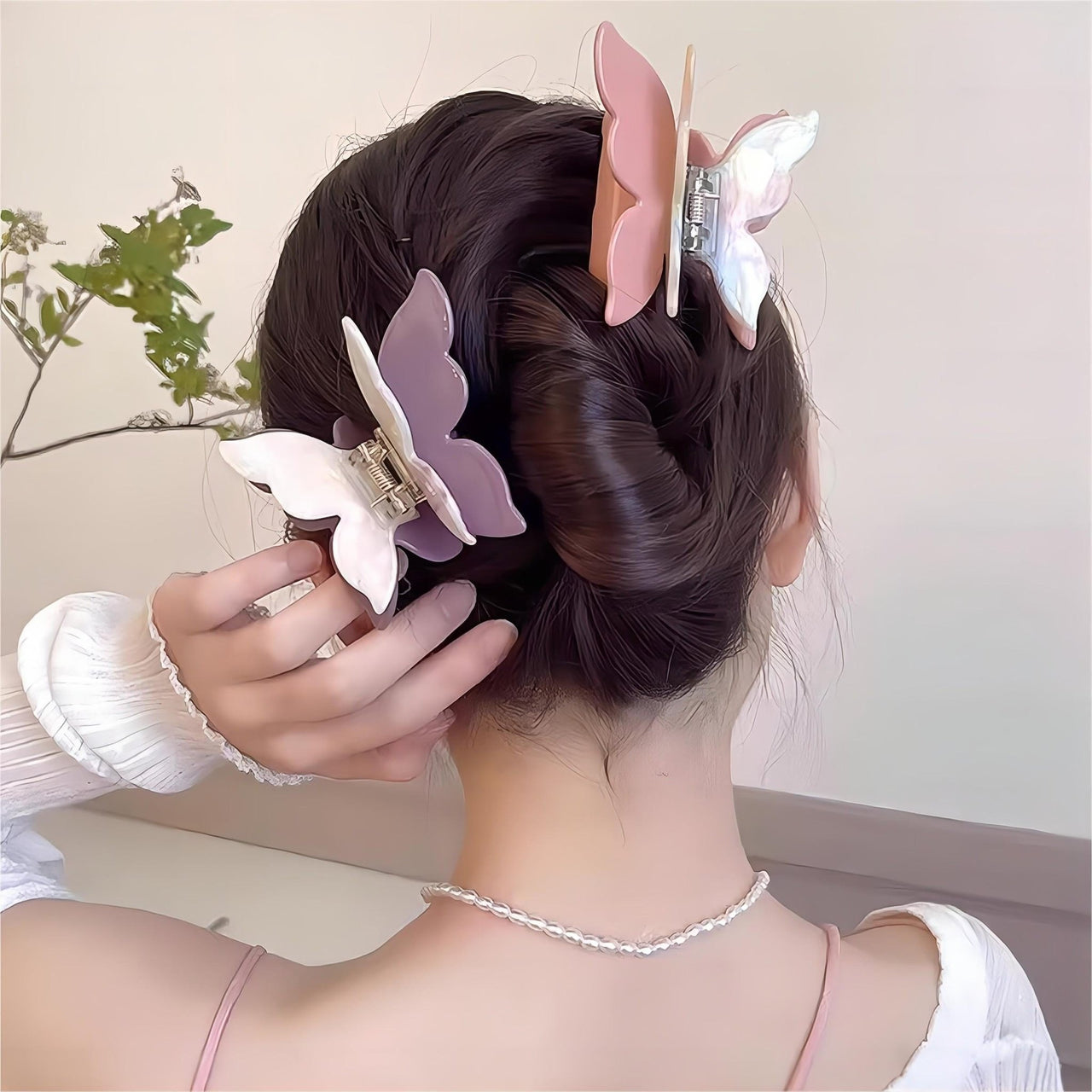 Chic Colorful Duo Butterfly Chignon Claw Clip Hair Clip - ArtGalleryZen